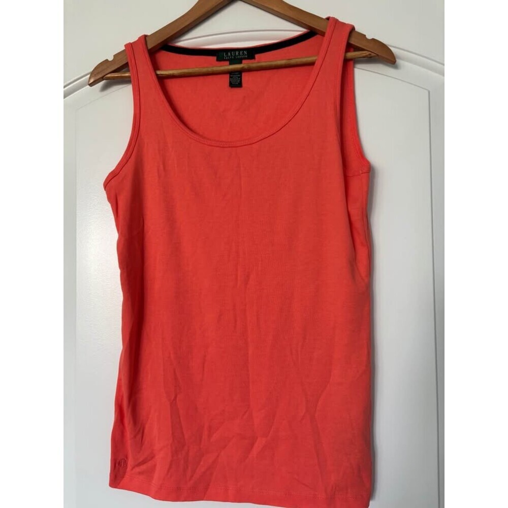 Lauren Ralph Lauren Coral Pink Scoop Neck Knit Tank Top - Size L
